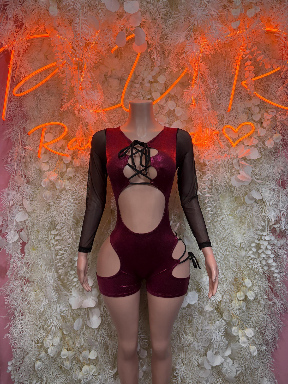 Cherry Red Rave Bodysuit - Festival Outfit