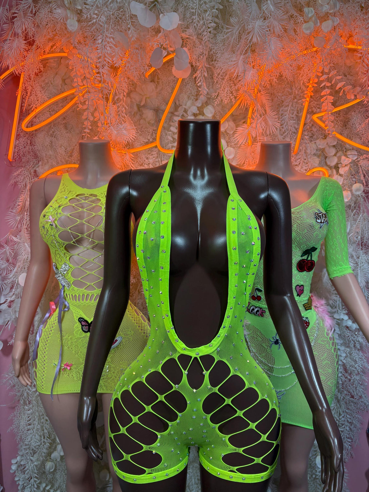 Rave Outfit One-Piece Fishnet Bodysuit - Green | Exotic Dancewear for Performers, Raves, & Festival Clothing - image 3