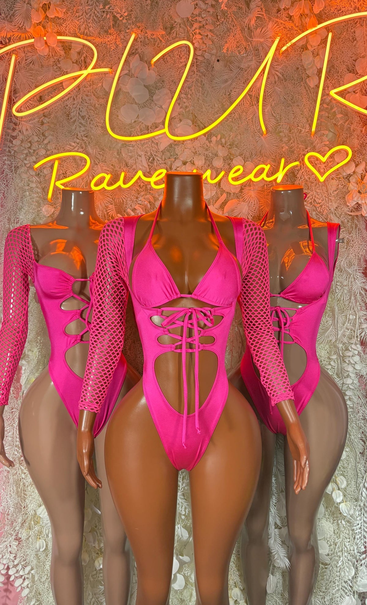Pink Rave Bodysuit, One-Piece Festival Outfit, Bottlegirl Exotic Dancewear - image 3