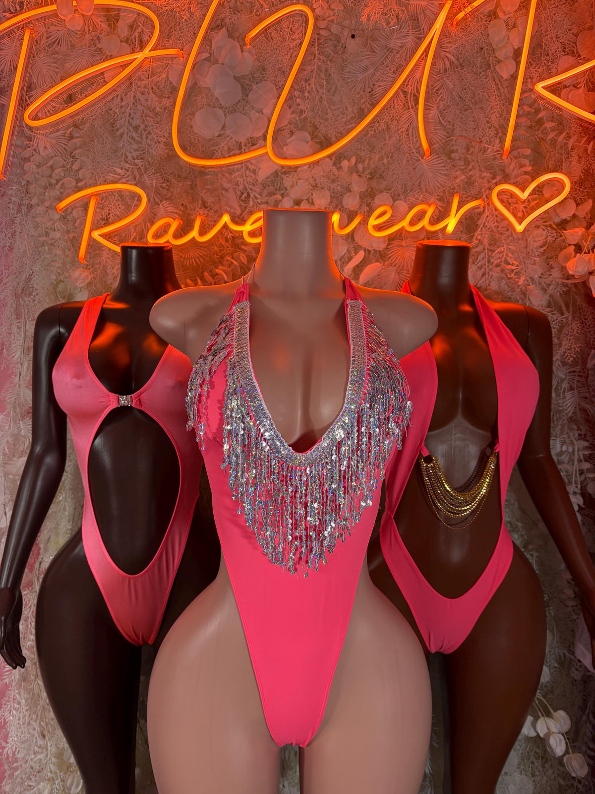 Bottlegirl Coral Bodysuit Festival Outfit Exotic Dancewear Rave wear