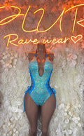 Bottlegirl Bodysuit Teal Cheetah Print Bartender Ravewear Festival wear