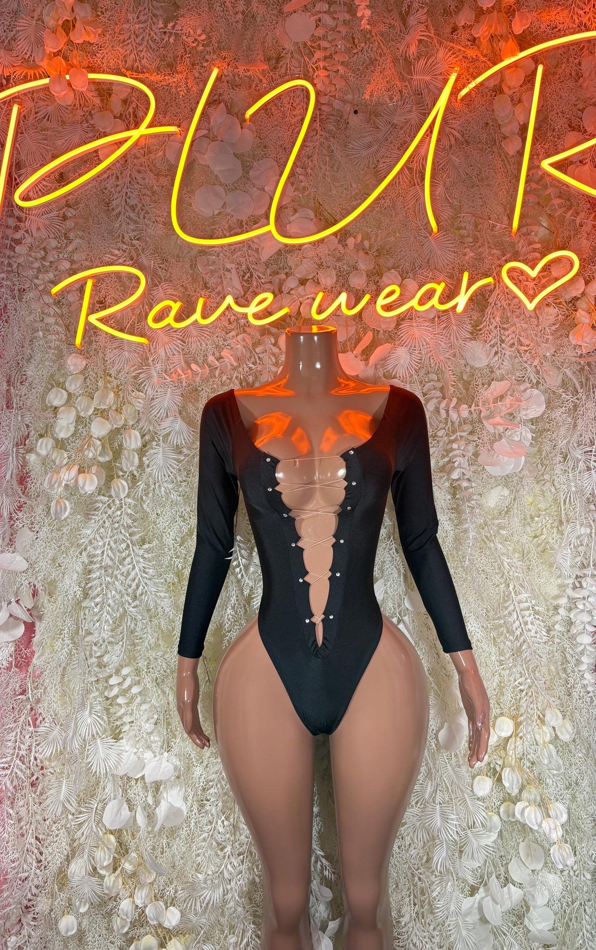 Black Bottlegirl Bodysuit Bartender One Piece Outfit Clubwear VIP Bottle Service Uniform Sexy Romper