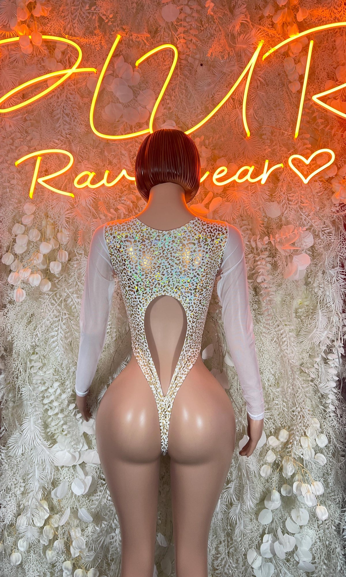 Bottlegirls White & Gold Metallic Cheetah Bodysuit - Dancewear, Clubwear - image 2