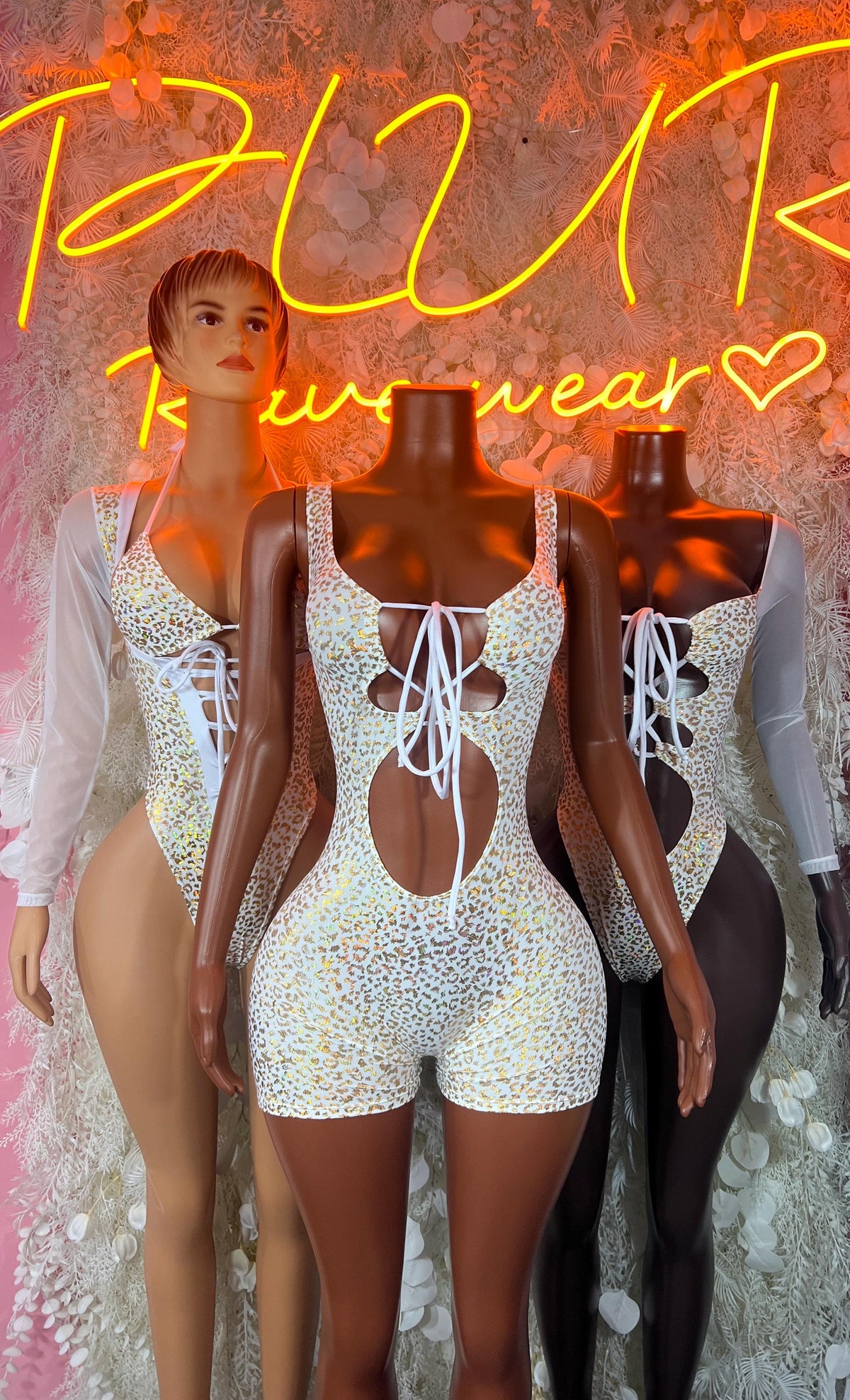 Bottlegirls White and Gold Cheetah Print Bodysuit - Bartender Outfit, Dancewear - image 3