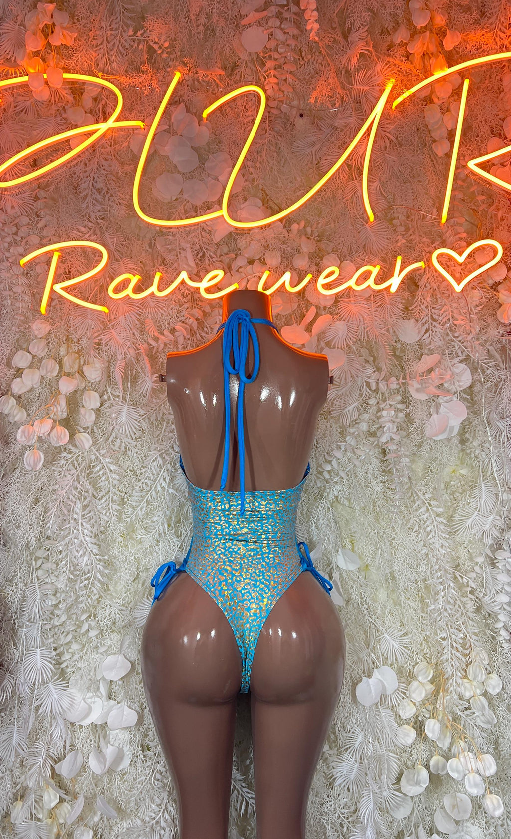 Bottlegirl Bodysuit Teal Cheetah Print Bartender Ravewear Festival wear - image 2