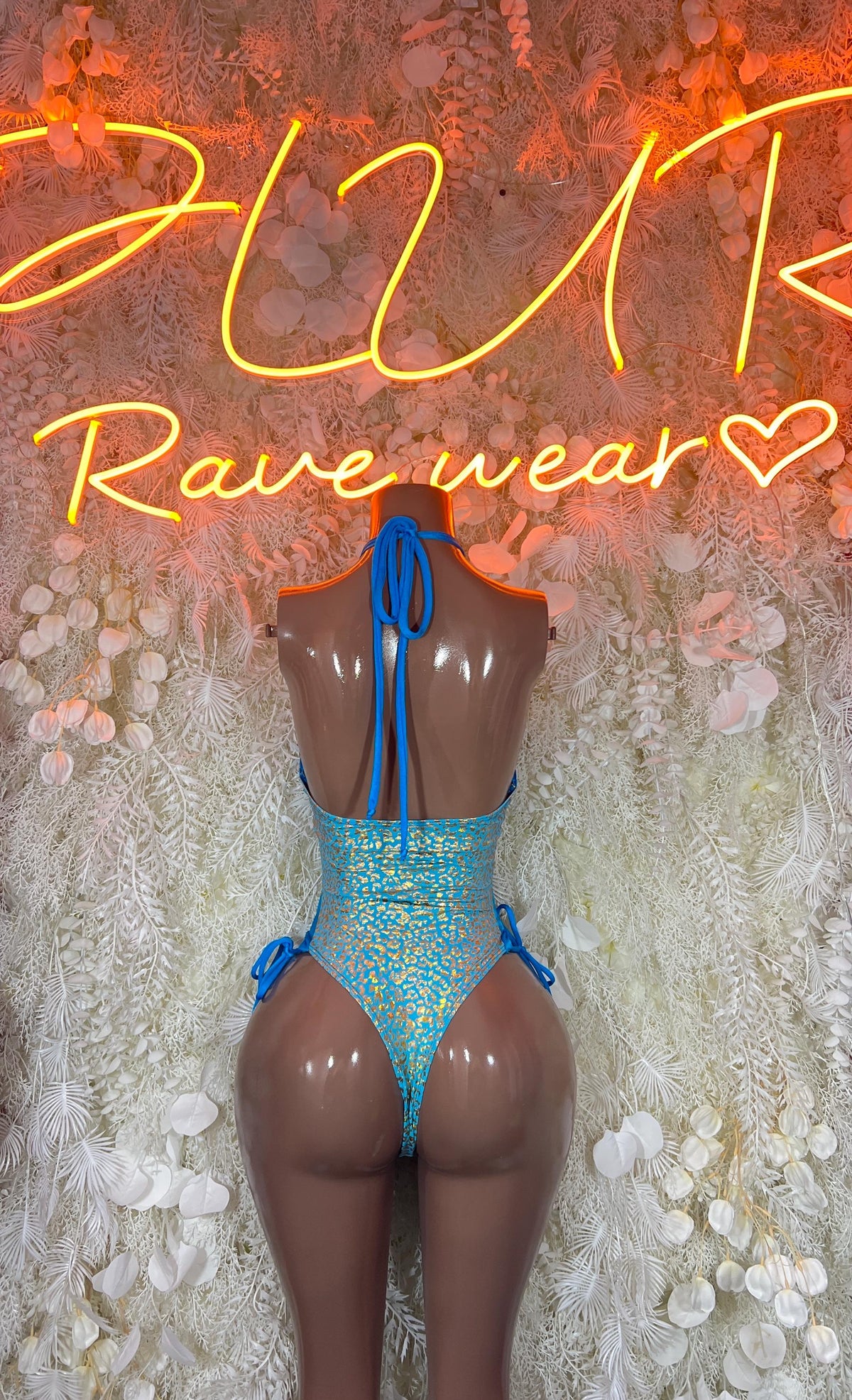 Bottlegirl Bodysuit Teal Cheetah Print Bartender Ravewear Festival wear - image 2