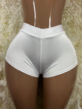Women’s white underwear shorts with smooth waistband and stitched center front detail