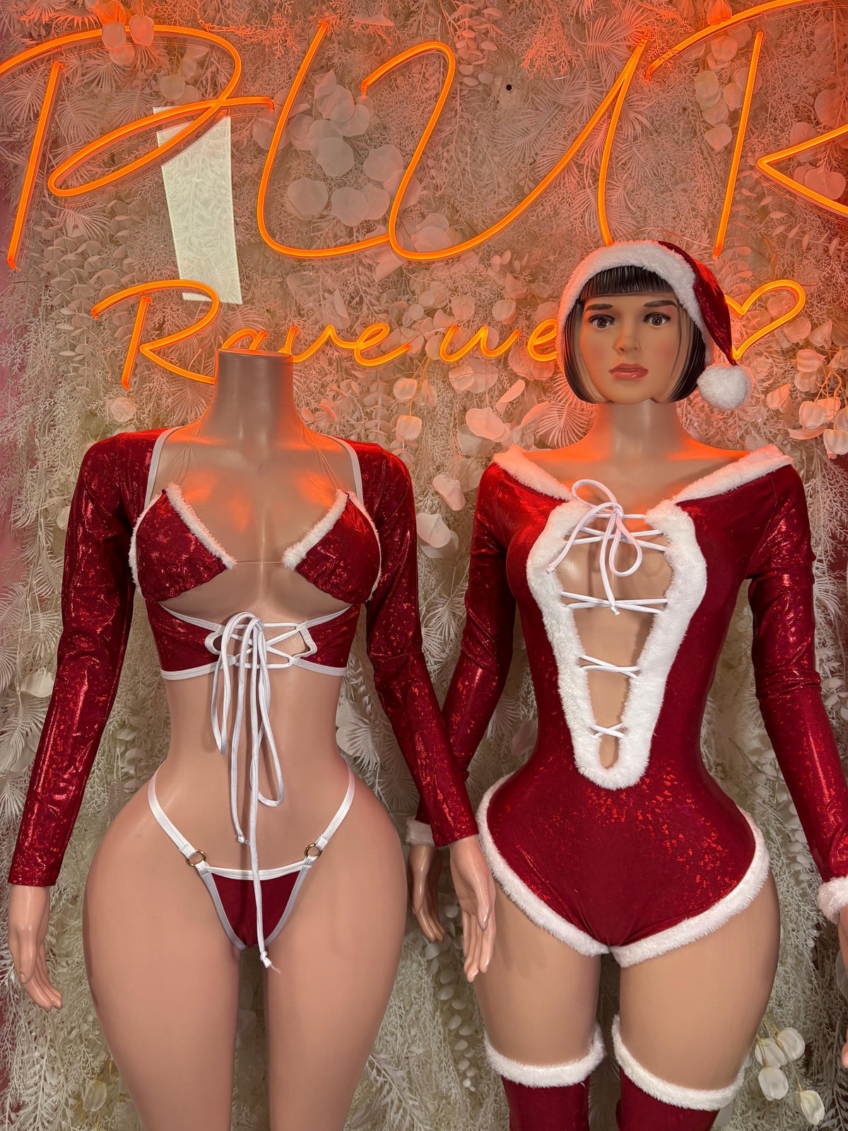 Christmas Costume Two Piece Santa Set Bartender Bottlegirl Outfit - image 3