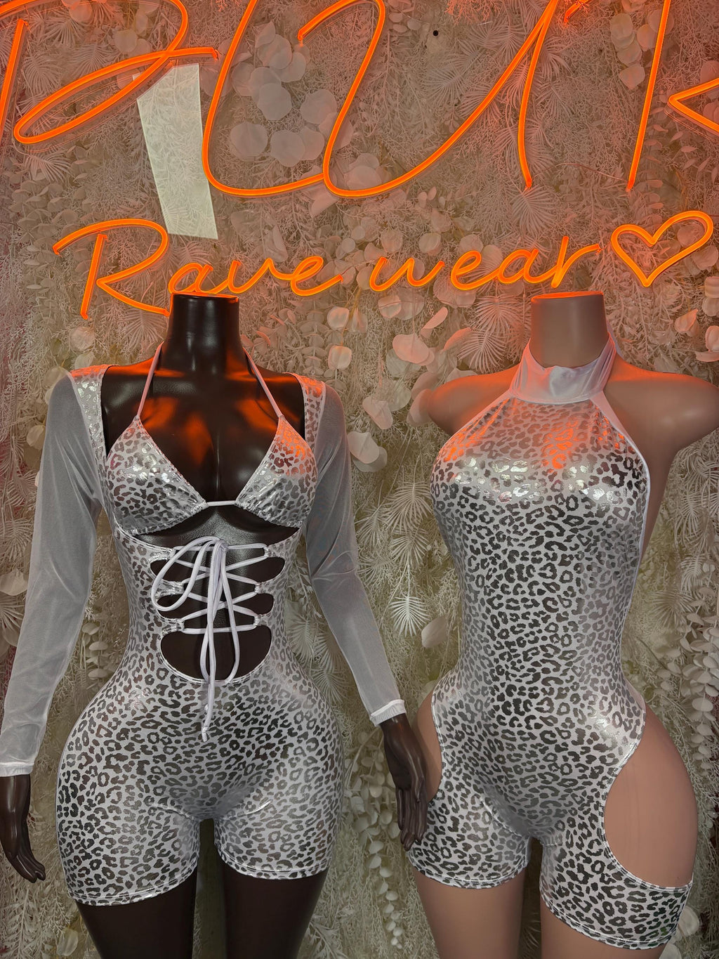 Bartender Bodysuit Silver Cheetah Print Bodysuit - Hologram Design | Exotic Dancewear for Performers, Raves - image 3
