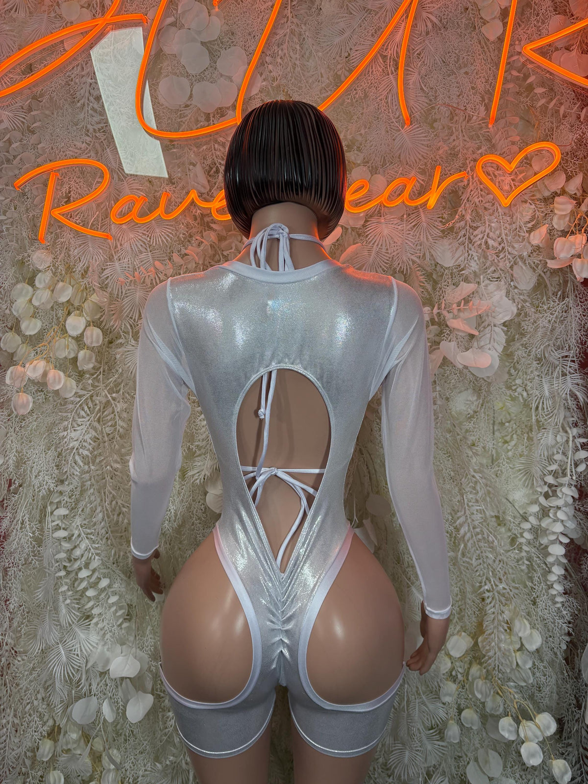 Bottlegirl Bodysuit Silver Metallic Bodysuit - Hologram Design | Exotic Dancewear for Performers, Raves - image 2