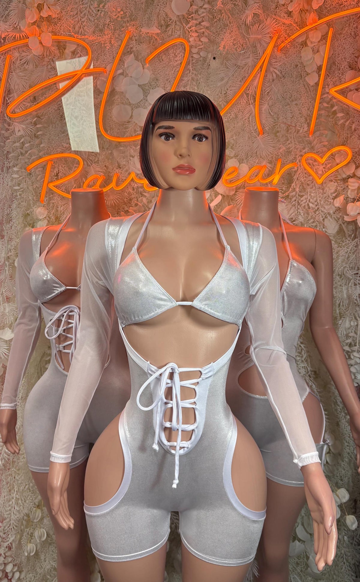 Bottlegirl Bodysuit Silver Metallic Bodysuit - Hologram Design | Exotic Dancewear for Performers, Raves - image 3