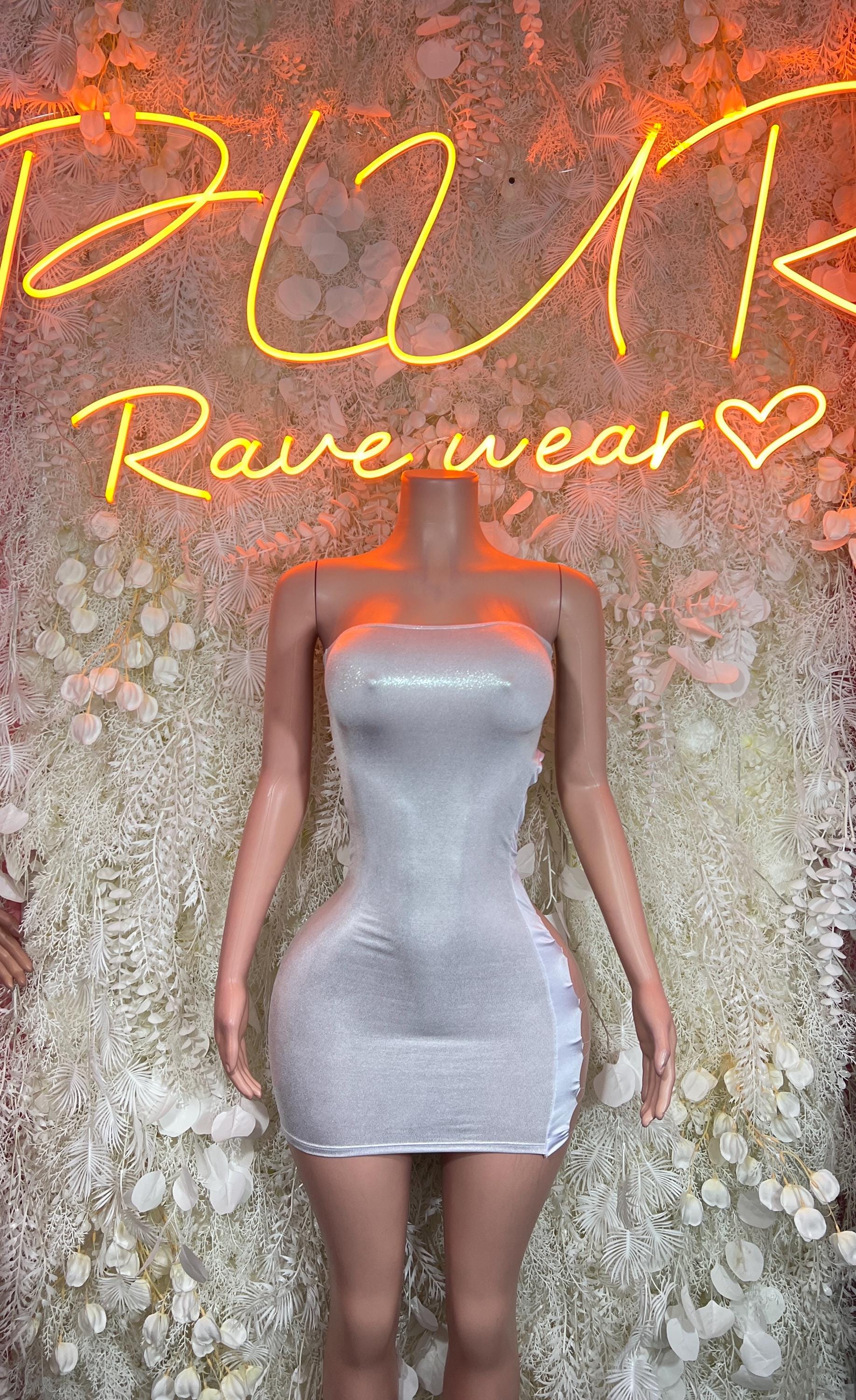 Silver metallic mini dress with corset bodice and short hem