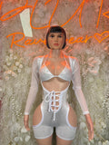 Bottlegirl Bodysuit Silver Metallic Bodysuit - Hologram Design | Exotic Dancewear for Performers, Raves