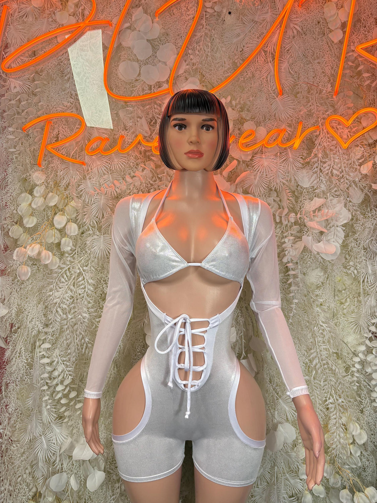Bottlegirl Bodysuit Silver Metallic Bodysuit - Hologram Design | Exotic Dancewear for Performers, Raves
