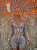 Bottlegirl Bodysuit Silver Metallic Bodysuit - Hologram Design | Exotic Dancewear for Performers, Raves