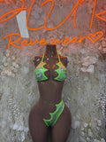 Ravewear Outfit Two-Piece Neon Metallic Set - Hologram Design | Exotic Dancewear Festival Clothing, Raves