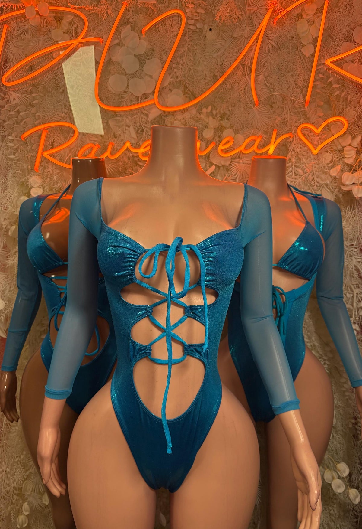 Bartender Bottlegirl Bodysuit Turquoise Metallic - Bartender Luxury Design | Exotic Dancewear Festival Outfit Rave - image 3