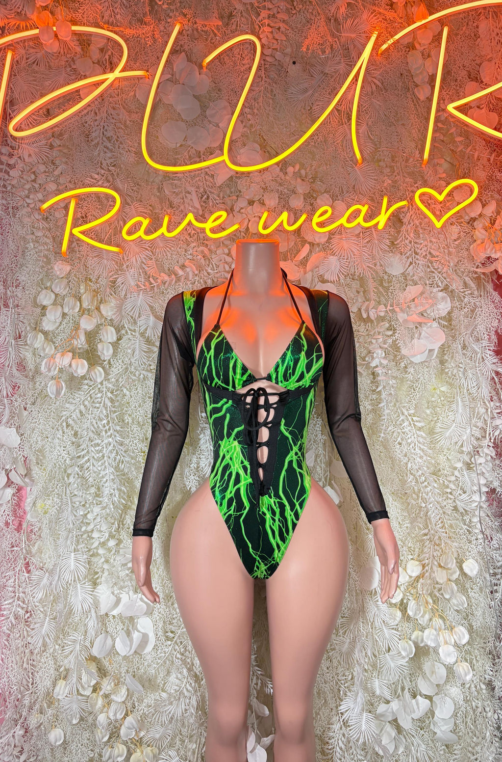 Green Lightning Bodysuit – Exotic Rave Dancewear