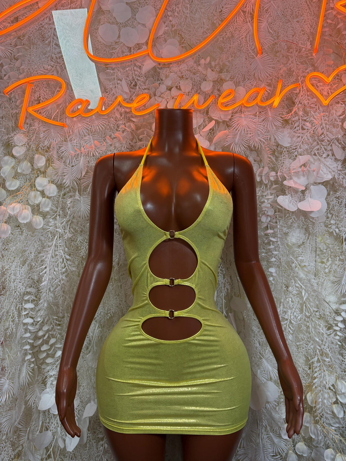 Exotic Dancewear Gold Metallic Bodycon Mini Dress | Festival Clothing Club Dress