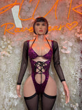Purple Cheetah Bodysuit, Rave Festival Outfit, Exotic Dancewear