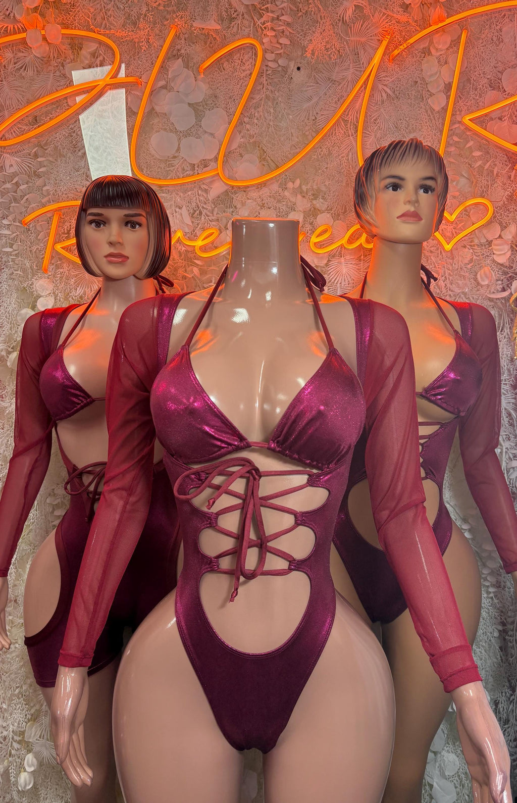 Bottlegirl One-Piece Bodysuit Burgundy - Custom Design | Exotic Dancewear for Performers, Raves, & Nights Out - image 2