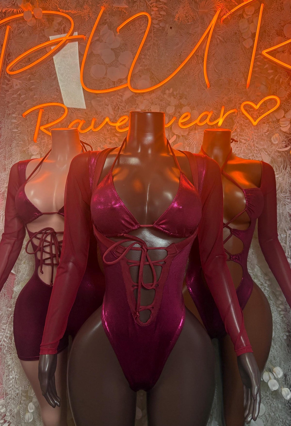Bottlegirl One-Piece Bodysuit Burgundy - Custom Design | Exotic Dancewear for Performers, Raves, & Nights Out - image 3