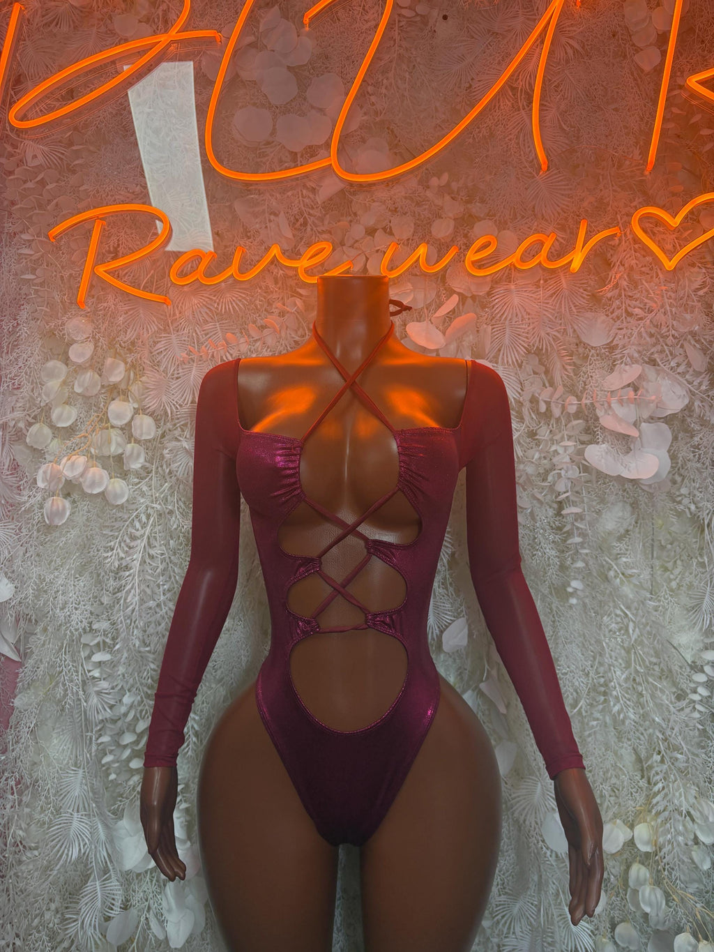 Bottlegirl One-Piece Bodysuit Burgundy - Custom Design | Exotic Dancewear for Performers, Raves, & Nights Out