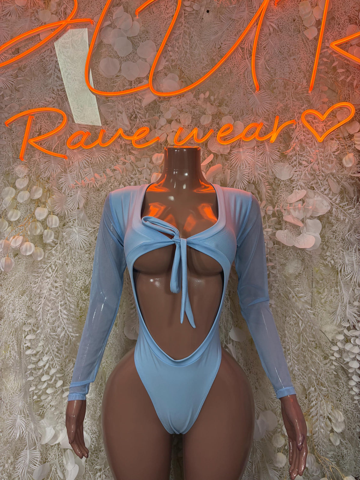 Bottlegirl One-Piece Bodysuit Baby Blue - Custom Design | Exotic Dancewear for Performers, Raves, & Nights Out