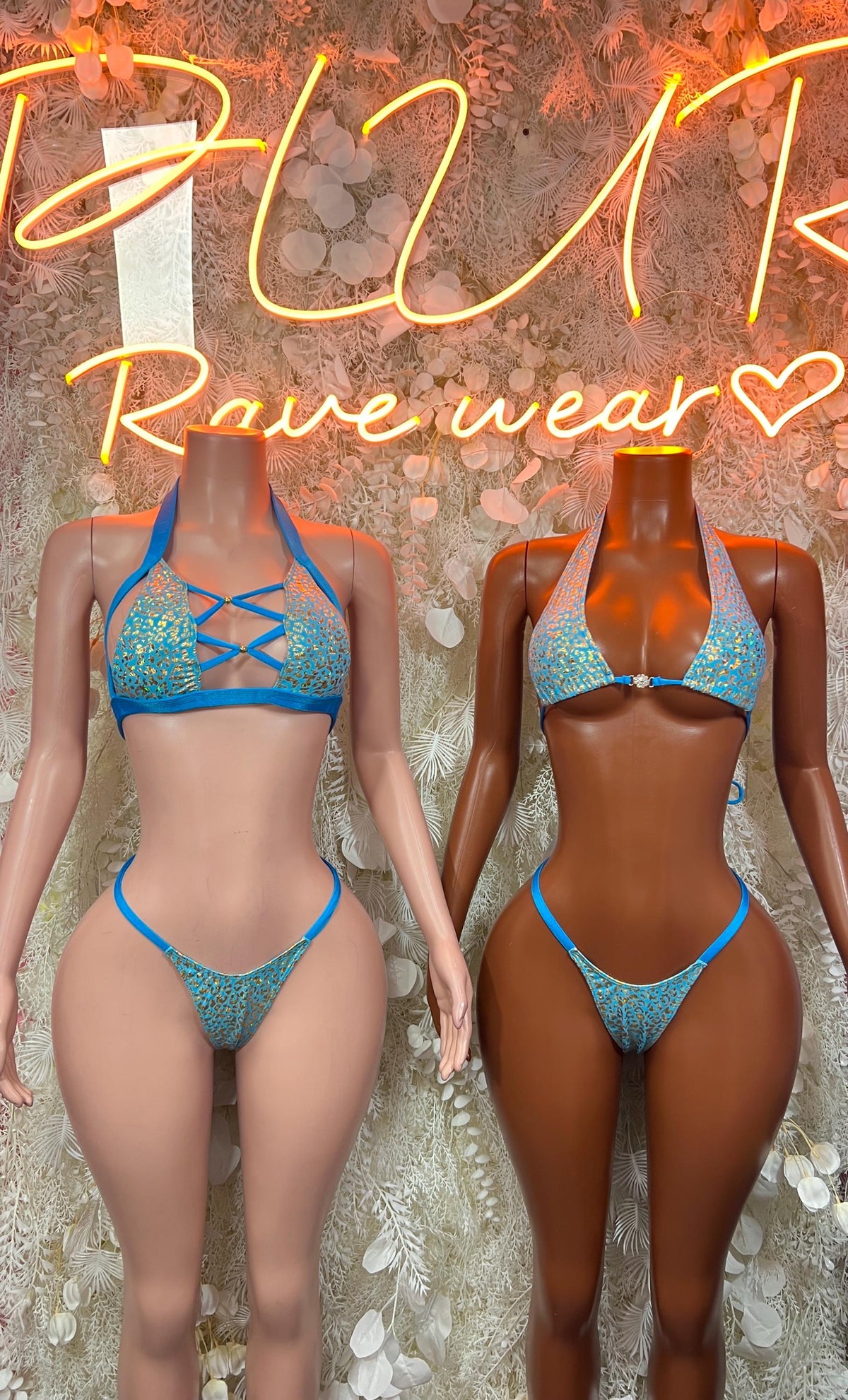 Aqua Cheetah Rave Outfit, Exotic Dancewear, Clubwear Costume - image 3