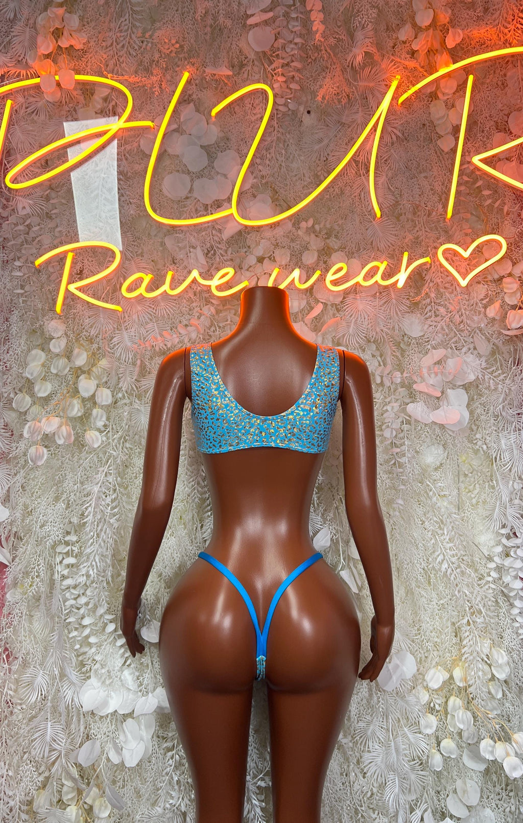 Two-piece glitter bikini set with ruched scoop top and string side bottoms