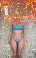 Aqua Cheetah Two Piece Outfit, Rave Festival Wear