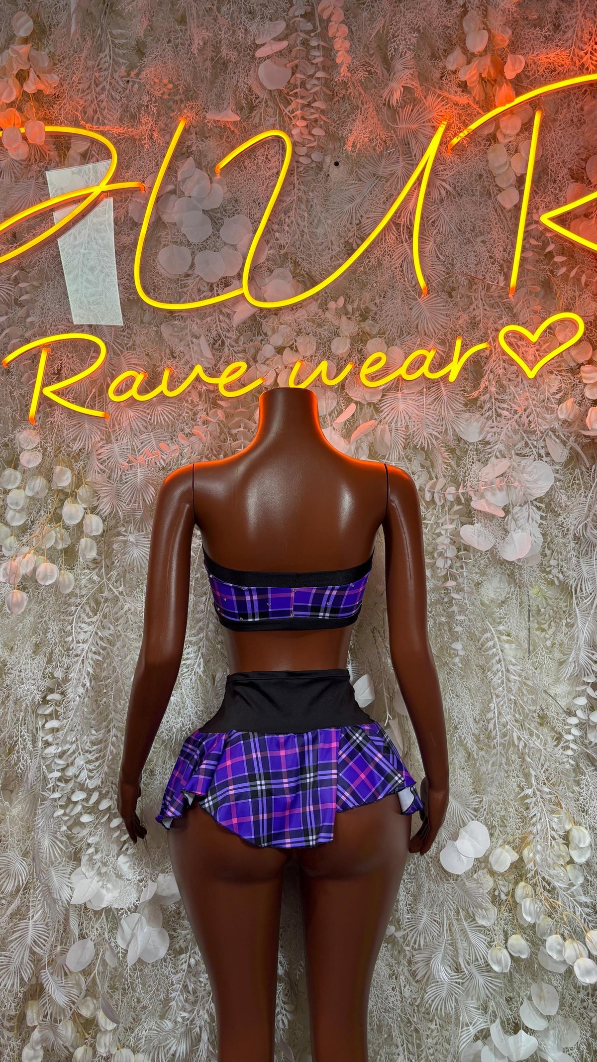 Purple Plaid Skirt Set – Exotic Rave Wear - image 2