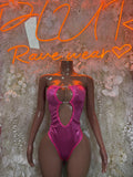 Pink One-Piece Bodysuit Rave Outfit– Exotic Dance & Festival Clothing