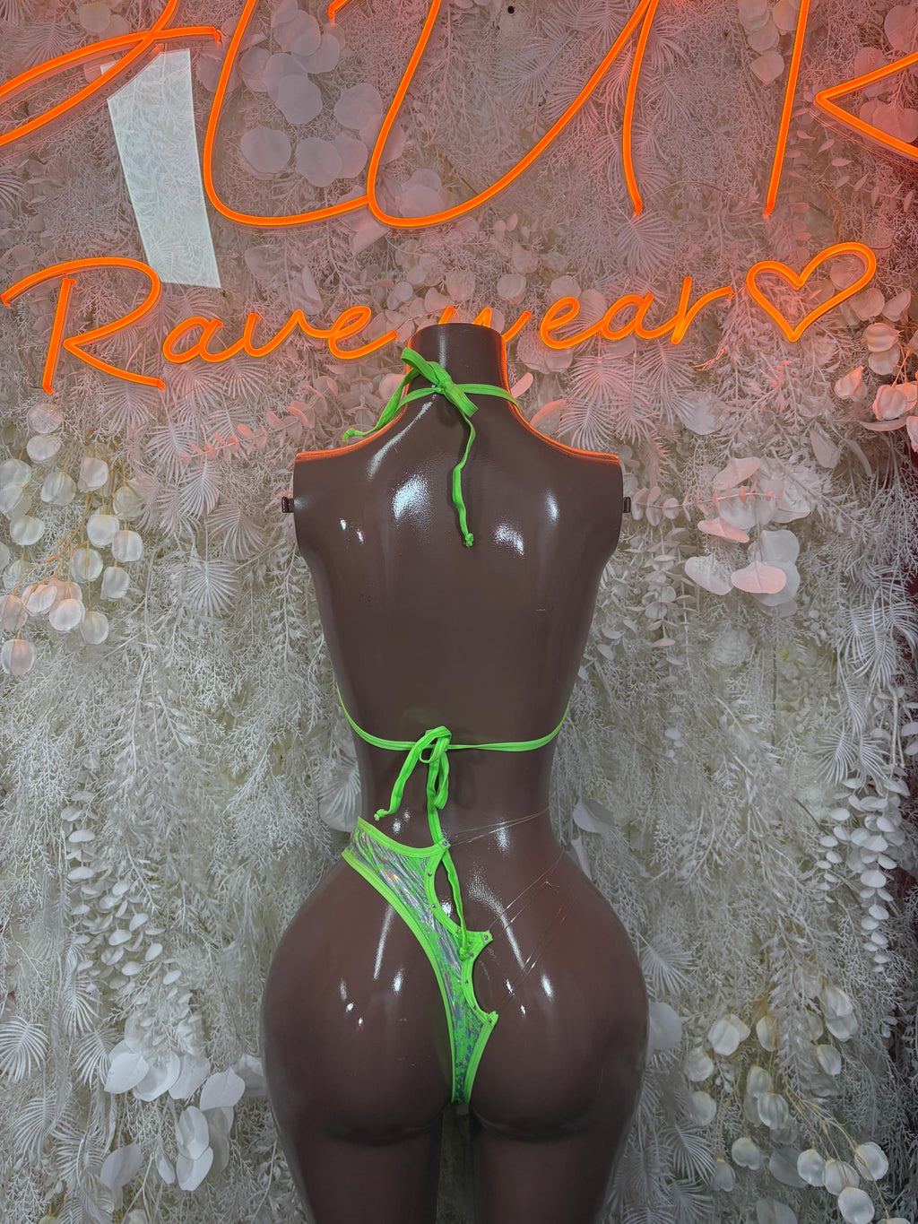 Ravewear Outfit Two-Piece Neon Metallic Set - Hologram Design | Exotic Dancewear Festival Clothing, Raves - image 2