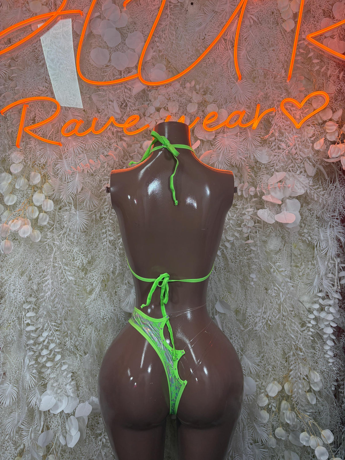 Ravewear Outfit Two-Piece Neon Metallic Set - Hologram Design | Exotic Dancewear Festival Clothing, Raves - image 2