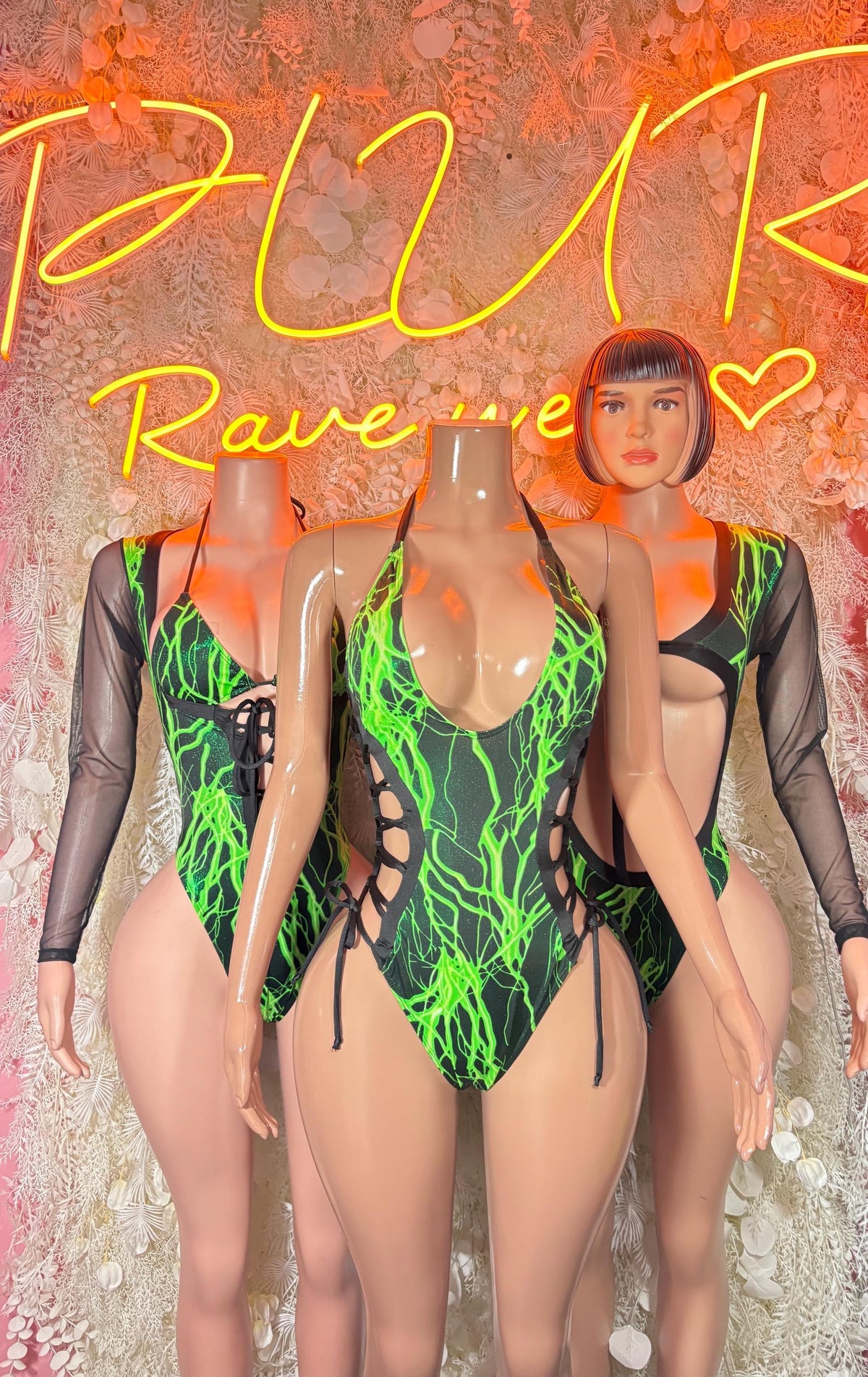 Green Lightning Bodysuit – Exotic Rave Dancewear - image 3