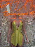 Exotic Dancewear Gold Metallic Bodycon Mini Dress | Festival Clothing Club Dress