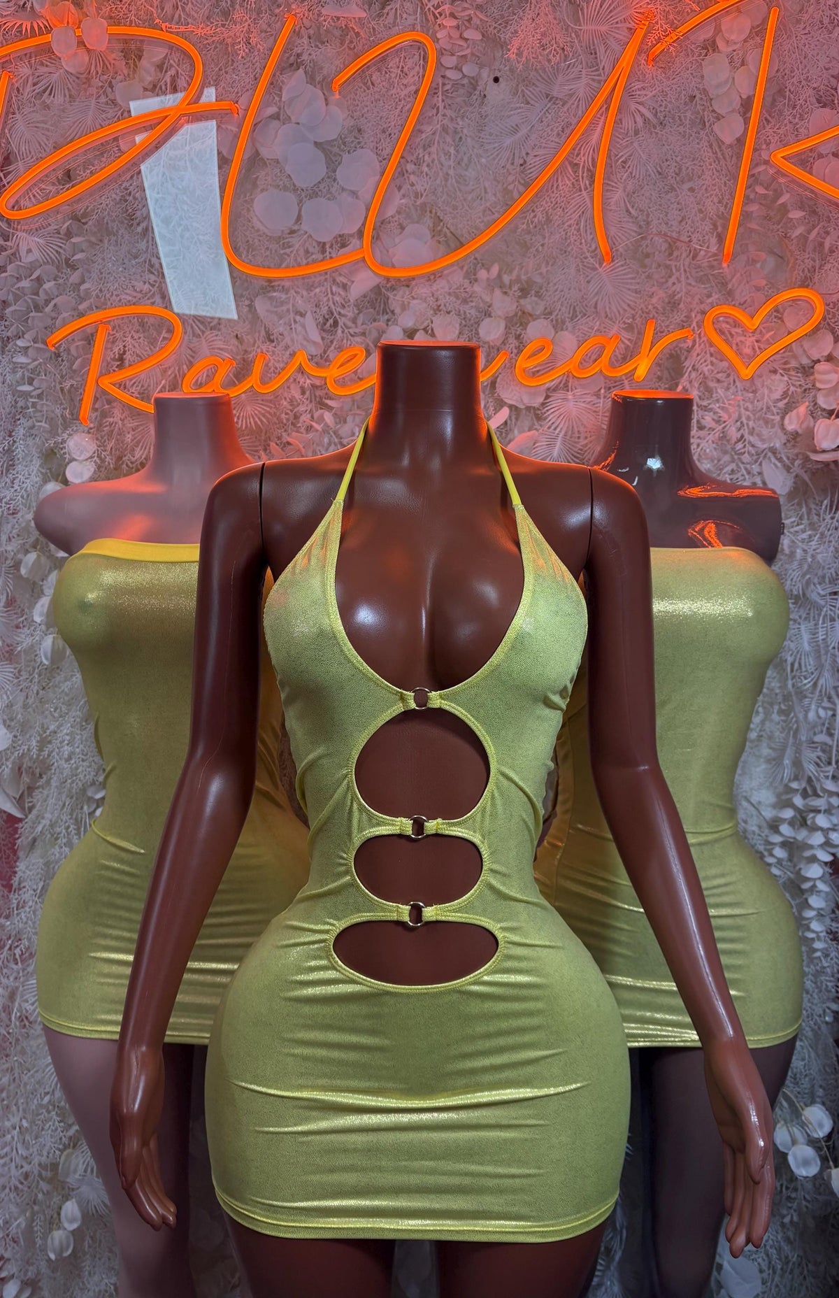 Exotic Dancewear Gold Metallic Bodycon Mini Dress | Festival Clothing Club Dress - image 3