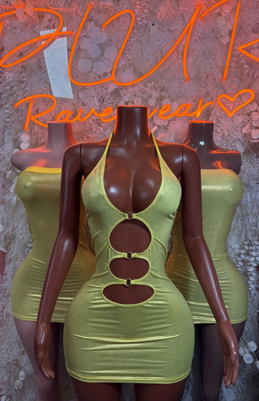 Exotic Dancewear Gold Metallic Bodycon Mini Dress | Festival Clothing Club Dress - image 3