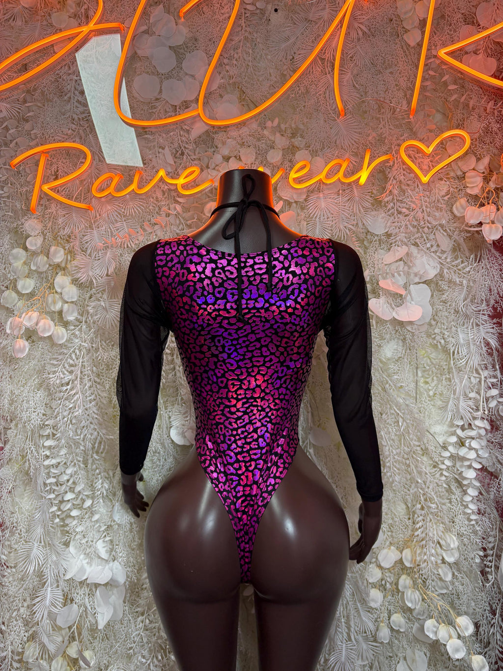 Purple Cheetah Bodysuit, Rave Festival Outfit, Exotic Dancewear - image 2