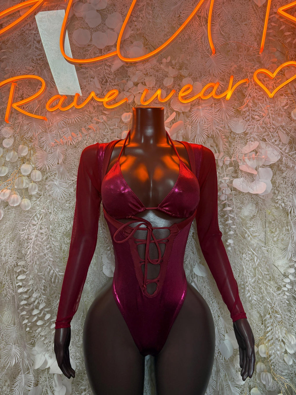 Bottlegirl One-Piece Bodysuit Burgundy - Custom Design | Exotic Dancewear for Performers, Raves, & Nights Out