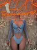 Bottlegirl One-Piece Bodysuit Baby Blue - Custom Design | Exotic Dancewear for Performers, Raves, & Nights Out