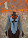 Bottlegirl One-Piece Bodysuit Baby Blue - Custom Design | Exotic Dancewear for Performers, Raves, & Nights Out