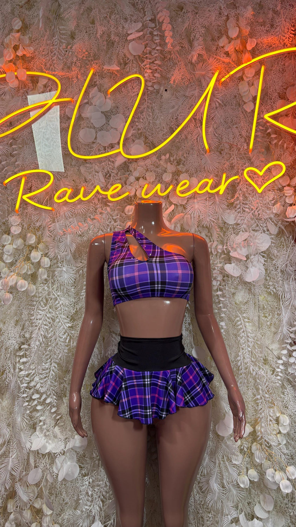 Purple Plaid Skirt Set – Exotic Rave Wear