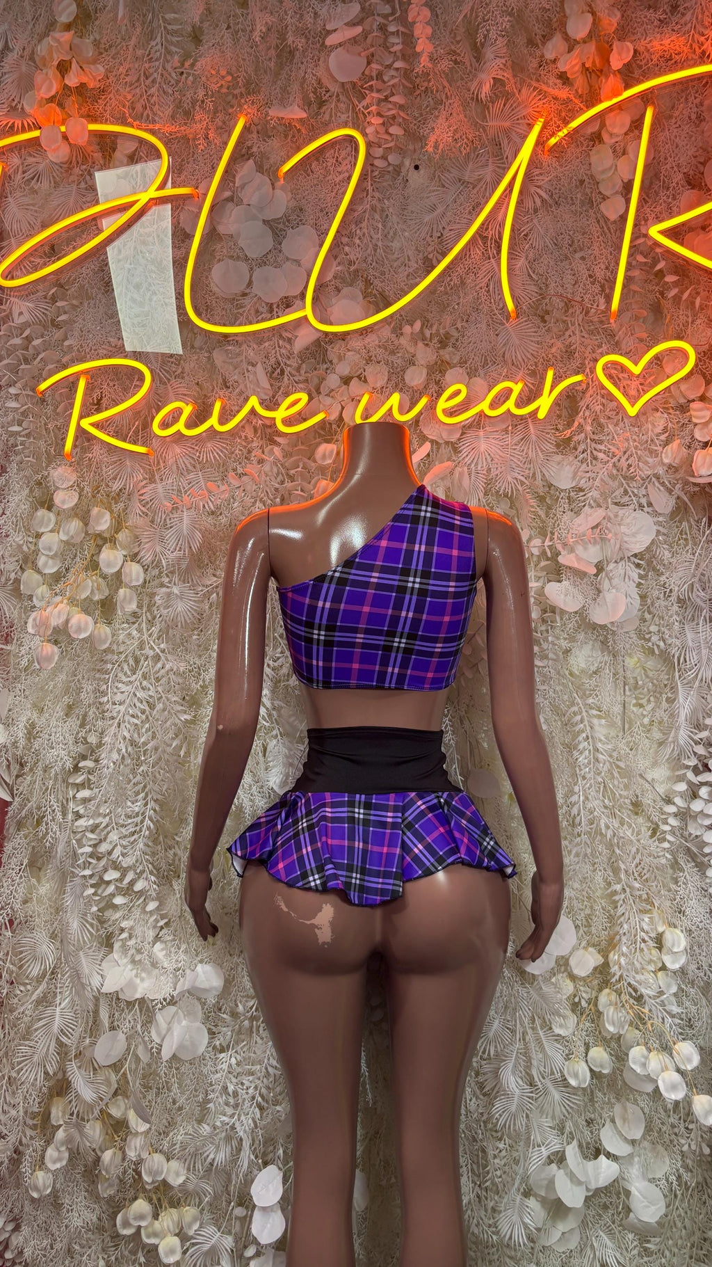 Purple Plaid Skirt Set – Exotic Rave Wear - image 2