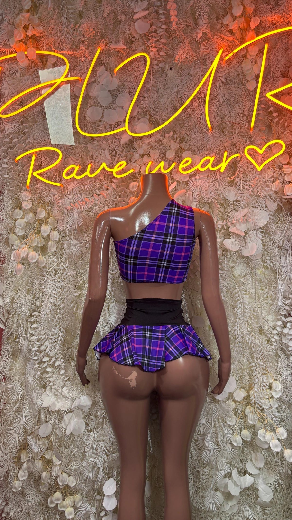 Purple Plaid Skirt Set – Exotic Rave Wear - image 2