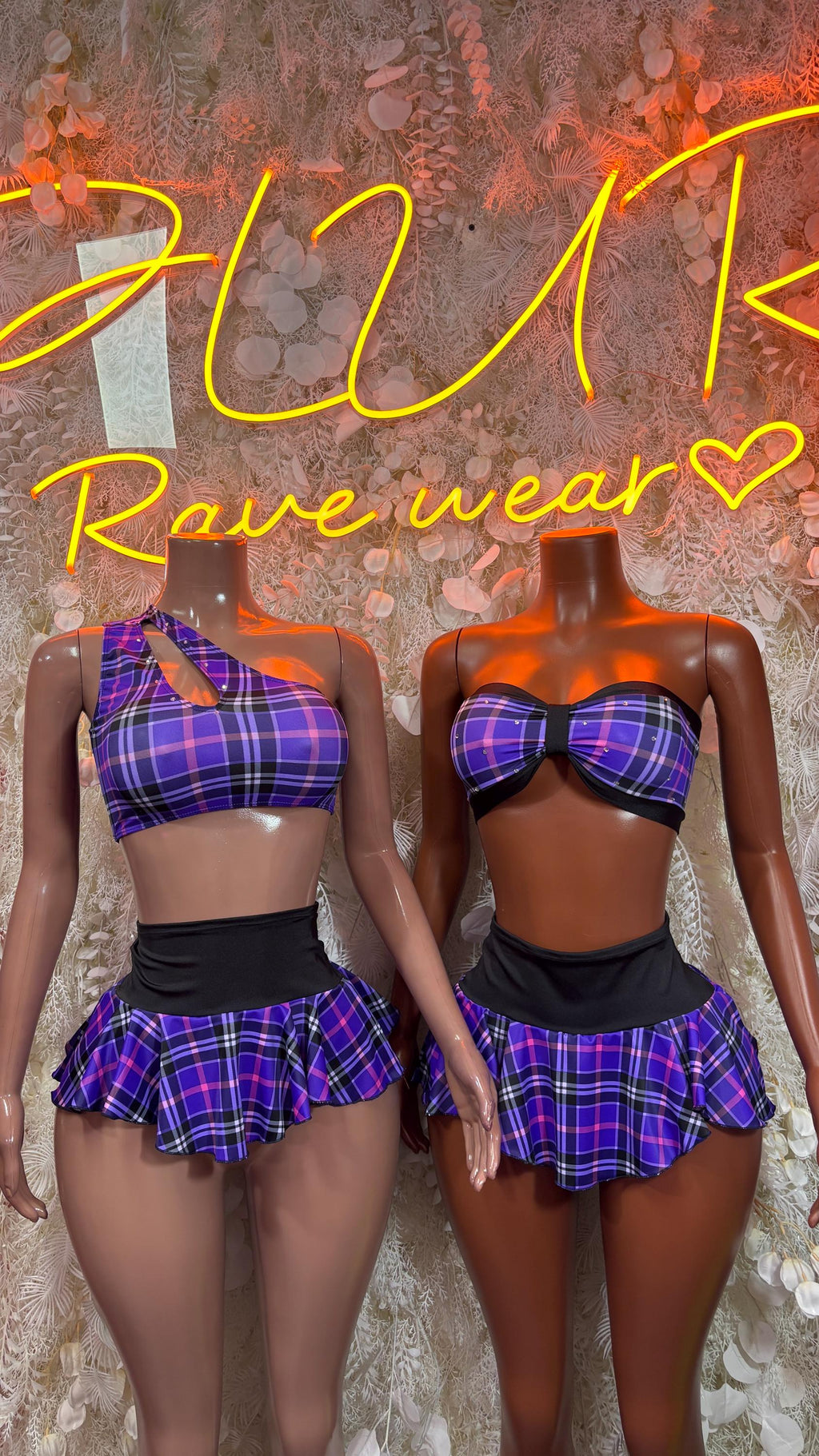 Purple Plaid Skirt Set – Exotic Rave Wear - image 3