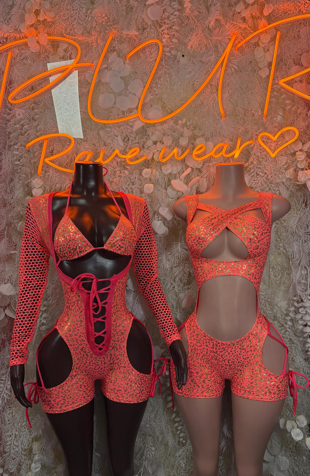 Bottlegirl Bodysuit - Coral Cheetah - Rave Outfit - Sexy Festival Outfit, Clubwear, Performance Costume, Party Rave Outfit