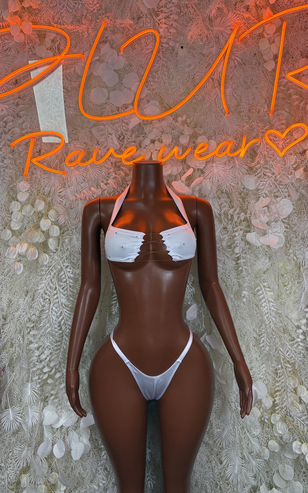 Exotic Dancewear Summer White Two Piece Bikini Festival Exotic Bartender Outfit Swimwear Beach wear