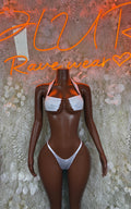 Exotic Dancewear Summer White Two Piece Bikini Festival Exotic Bartender Outfit Swimwear Beach wear